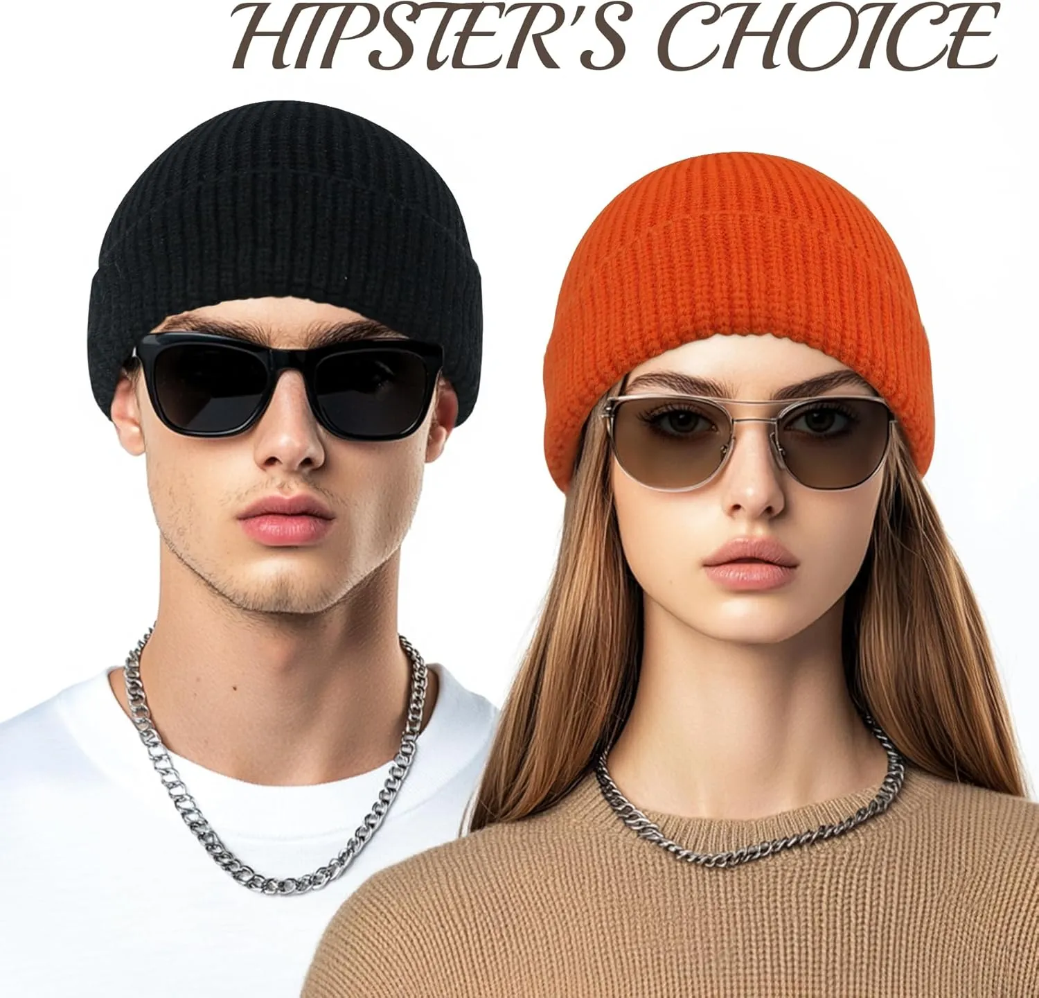 PFFY Trawler Short Fisherman Beanie Roll-up Edge Knit Cuff Beanies Winter Hats for Men Women