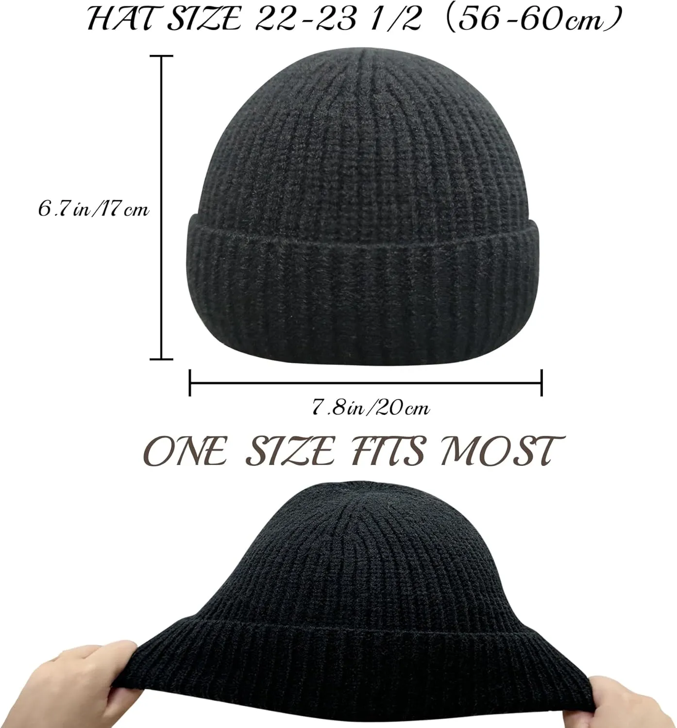 PFFY Trawler Short Fisherman Beanie Roll-up Edge Knit Cuff Beanies Winter Hats for Men Women