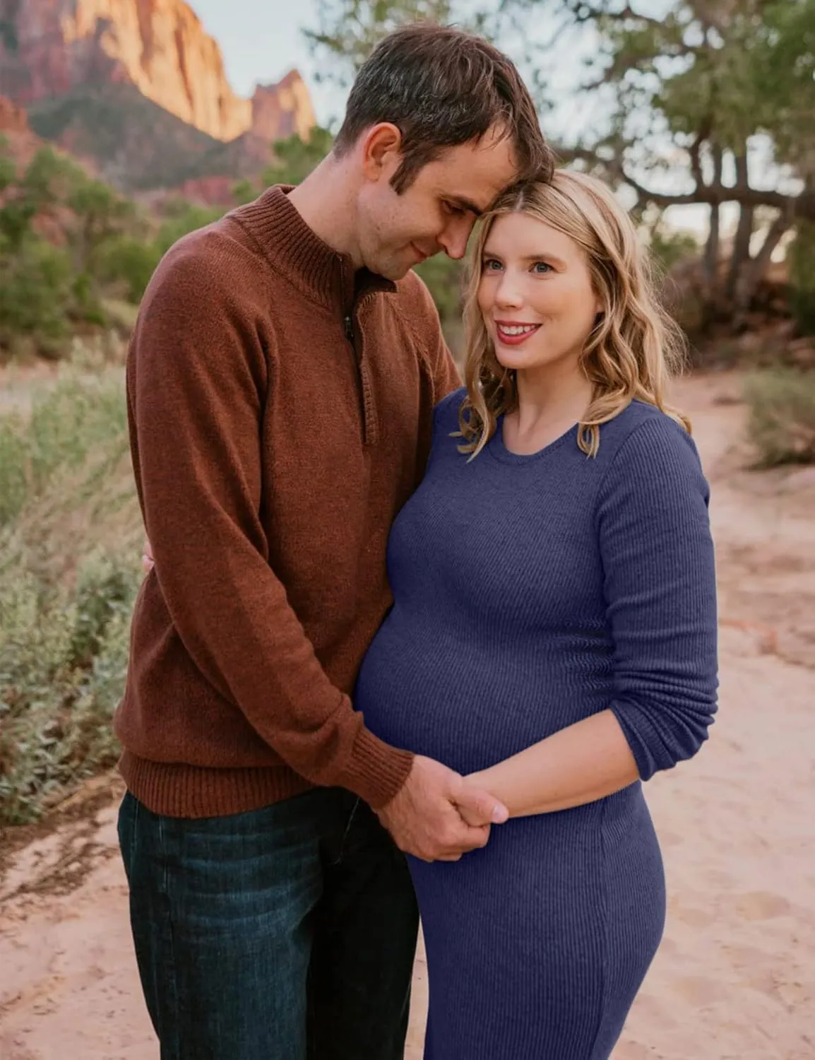 Ribbed Knit Long Sleeve Maternity Sweater Dress with Side Ruching, Maternity Dress for Photoshoot Fall & Winter