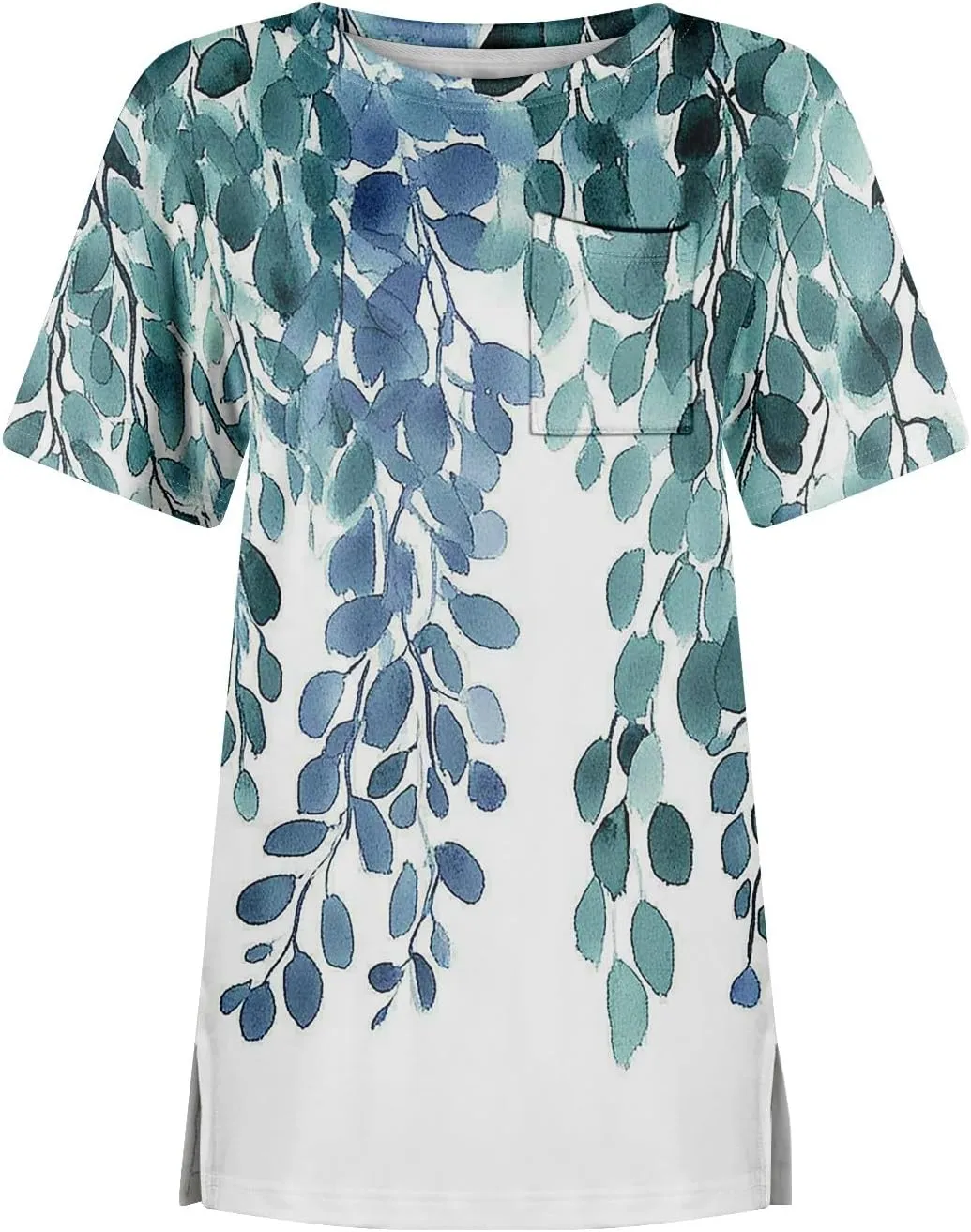 Short Sleeve Shirts for Women Pocket T Shirt Loose Crewneck Plus Size Tops for Women Daily Outfits