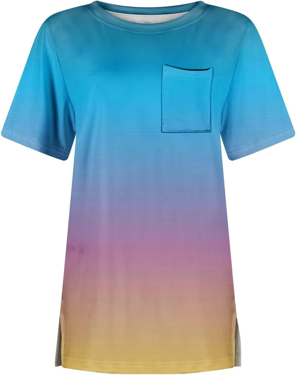 Short Sleeve Shirts for Women Pocket T Shirt Loose Crewneck Plus Size Tops for Women Daily Outfits
