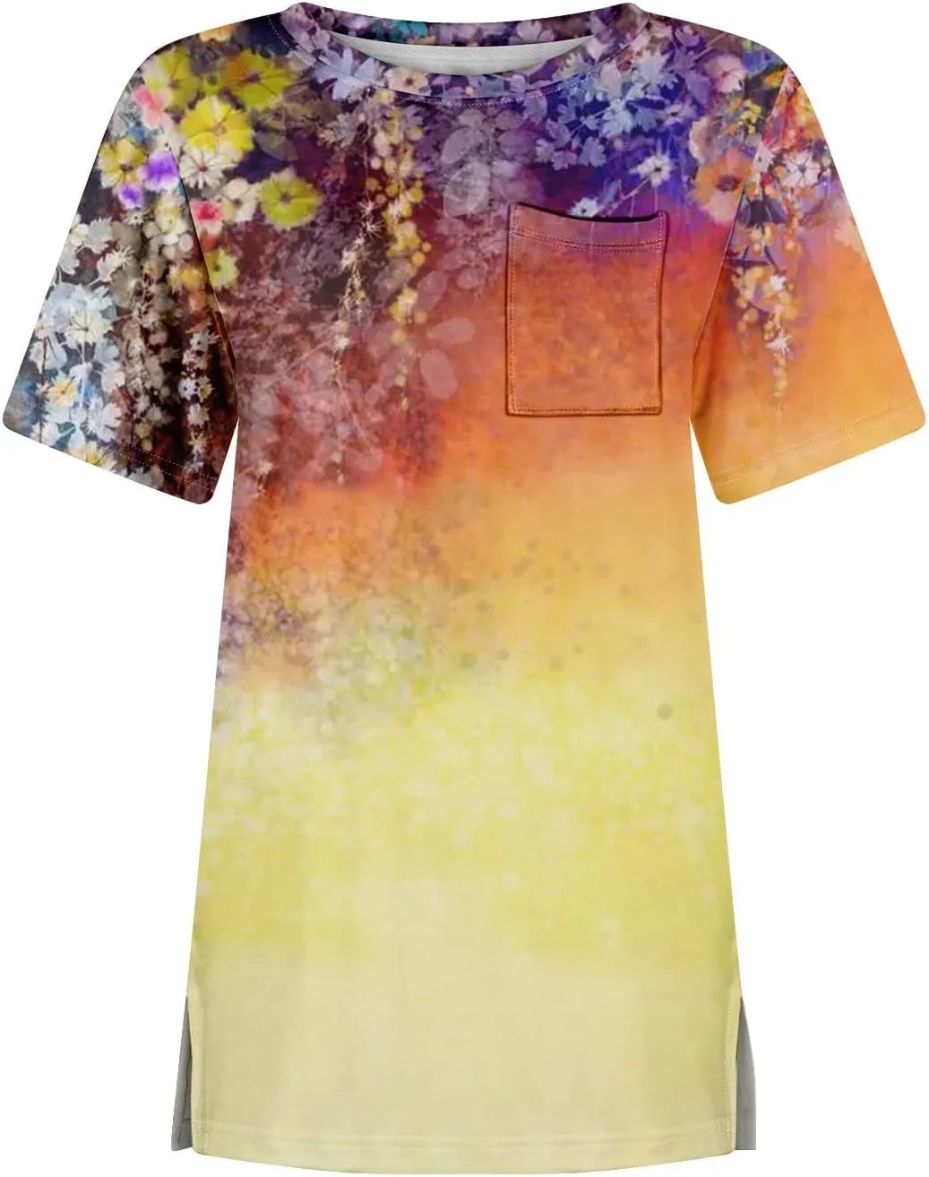 Short Sleeve Shirts for Women Pocket T Shirt Loose Crewneck Plus Size Tops for Women Daily Outfits