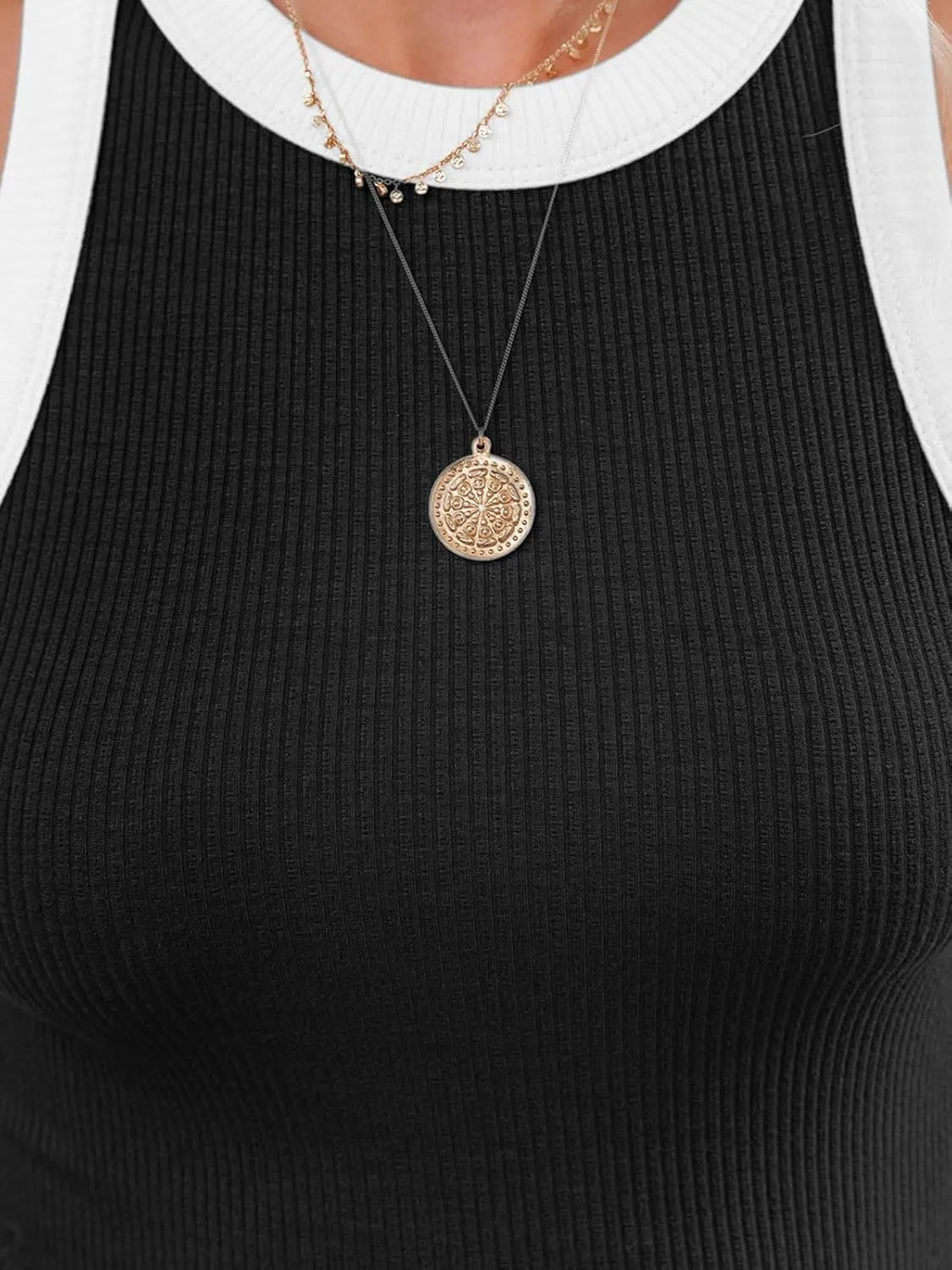 siliteelon Womens Colorblock Racerback Crew Neck Casual Basic Ribbed Fitted Tank Top Sleeveless Camis