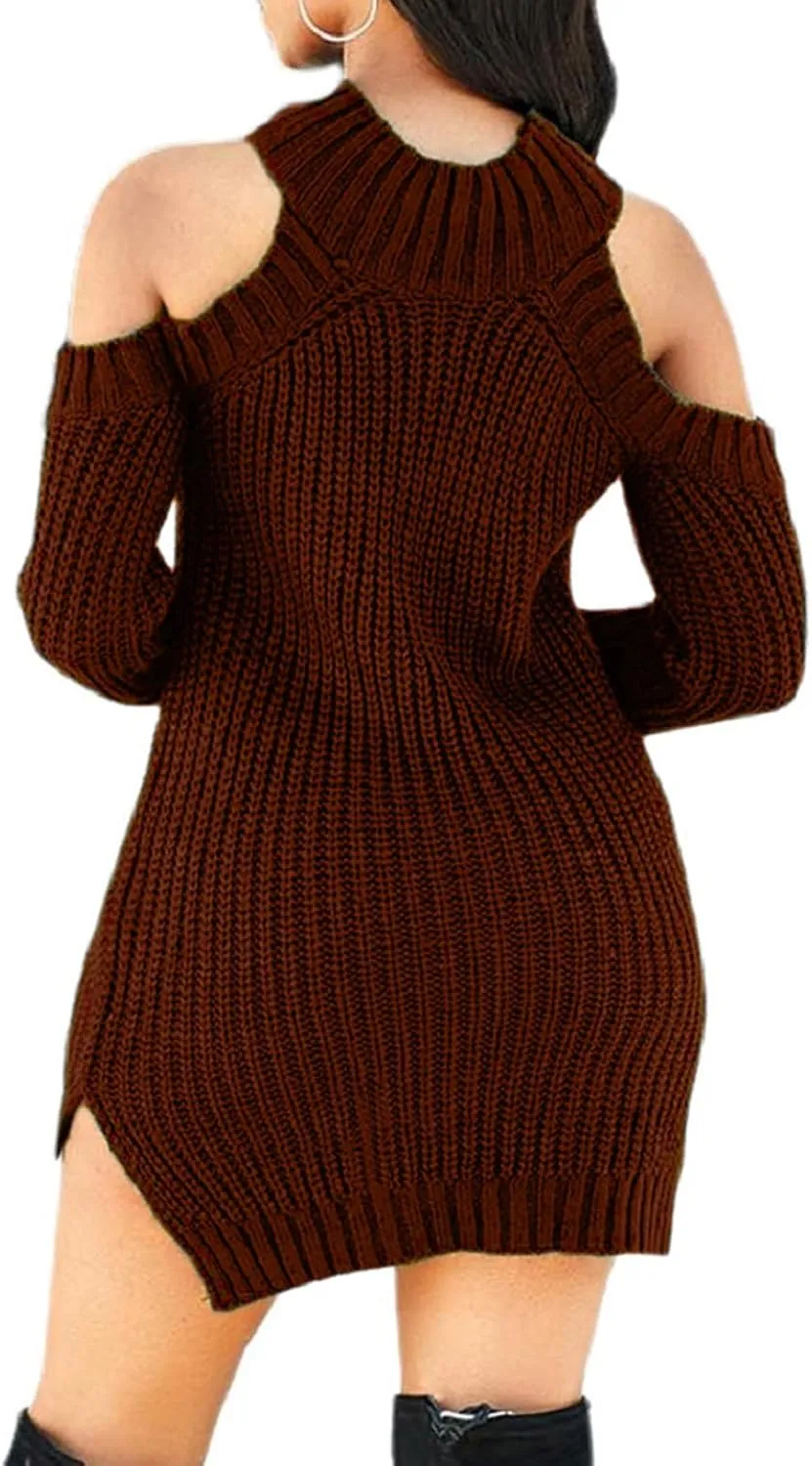 Sweater Dress for Women Elegant Casual Knit Long Sleeve Off Shoulder Pullover Winter Dresses