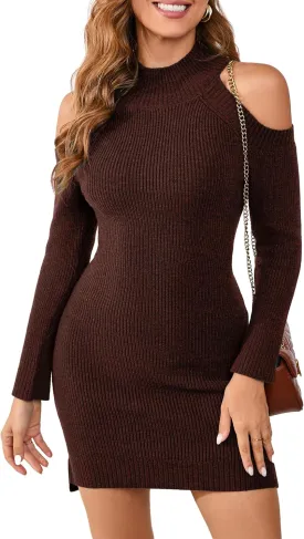 Sweater Dress for Women Elegant Casual Knit Long Sleeve Off Shoulder Pullover Winter Dresses