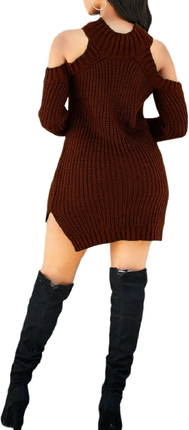 Sweater Dress for Women Elegant Casual Knit Long Sleeve Off Shoulder Pullover Winter Dresses