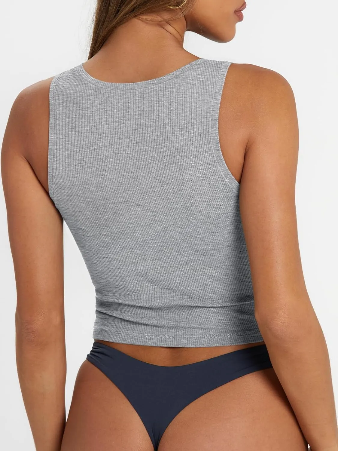 Trendy Queen Women's Summer Square Neck Tank Tops Workout Cropped Ribbed Summer Camisole Sleeveless Clothes 2025