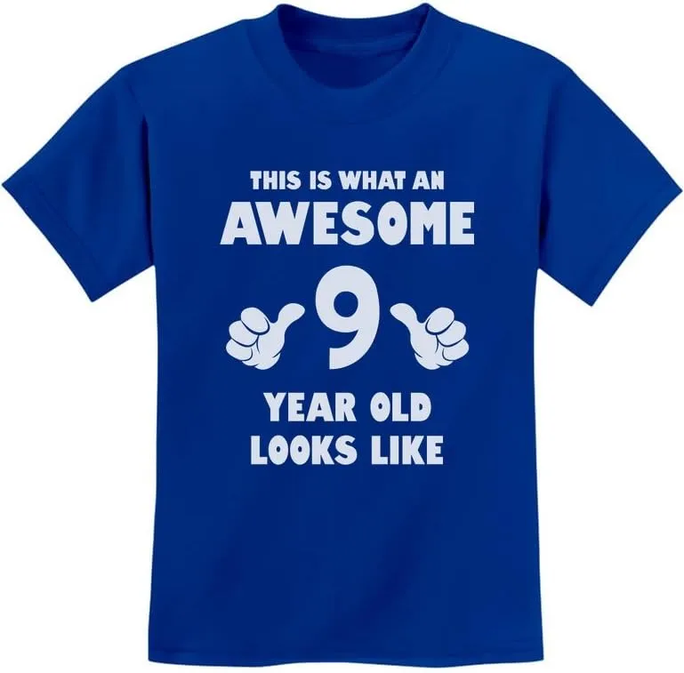 Tstars 9th Birthday Shirt Gifts for Girls Boys This is What an Awesome 9 Year Old Looks Like Youth Kids T-Shirt