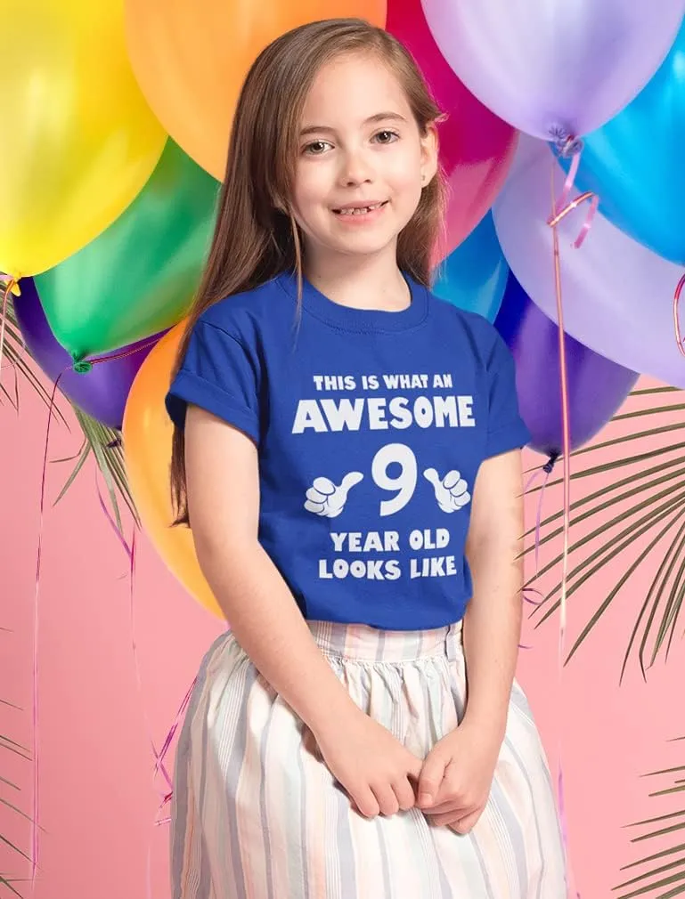 Tstars 9th Birthday Shirt Gifts for Girls Boys This is What an Awesome 9 Year Old Looks Like Youth Kids T-Shirt