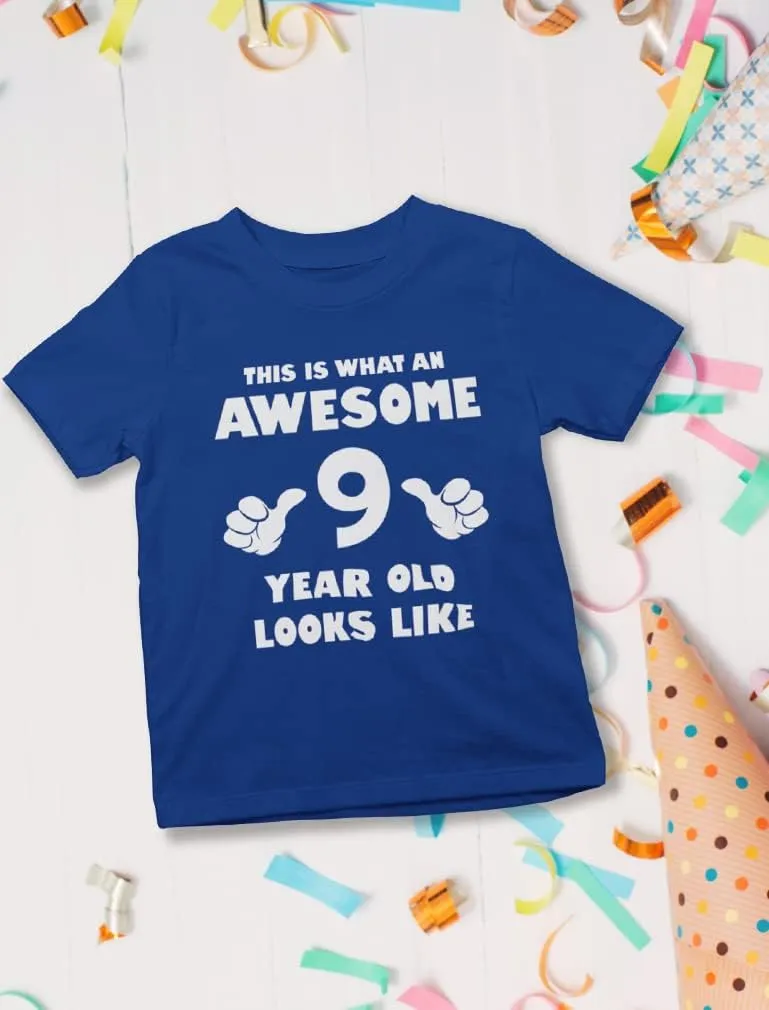 Tstars 9th Birthday Shirt Gifts for Girls Boys This is What an Awesome 9 Year Old Looks Like Youth Kids T-Shirt