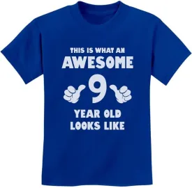 Tstars 9th Birthday Shirt Gifts for Girls Boys This is What an Awesome 9 Year Old Looks Like Youth Kids T-Shirt