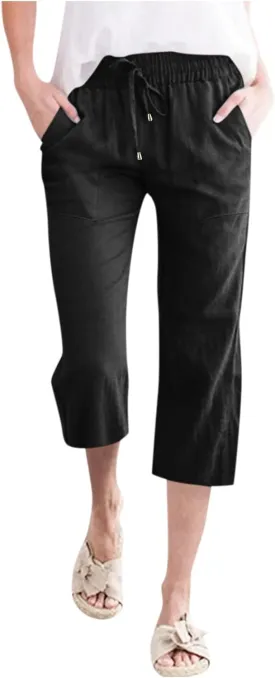 Women Wide Leg Linen Pants Dressy Casual High Waisted Palazzo Pant Joggers Straight Trousers with Pocket