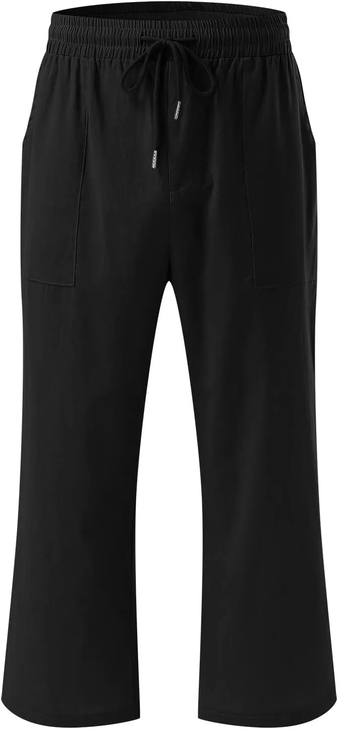 Women Wide Leg Linen Pants Dressy Casual High Waisted Palazzo Pant Joggers Straight Trousers with Pocket