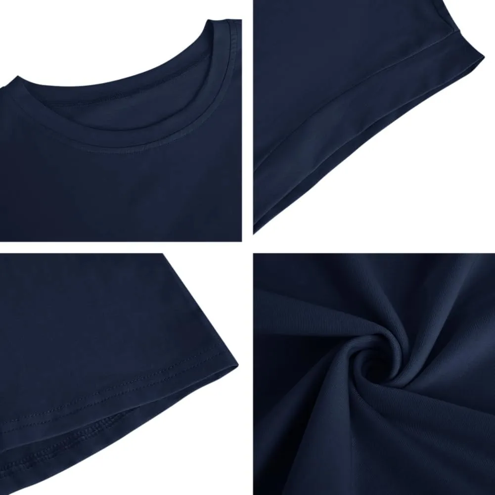 Women's Cap Sleeve Tank Top Crew Neck T Shirts Loose Fit Basic Summer Casual Tee Tops