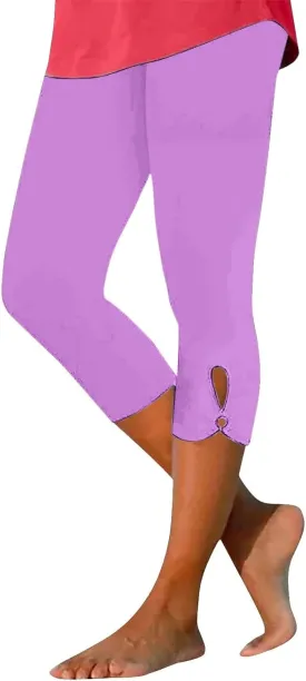 Womens Capris Summer Dressy Cropped High Waist Yoga Pants Fashion Casual Stretch Pull On Workout Crop Capri Leggings