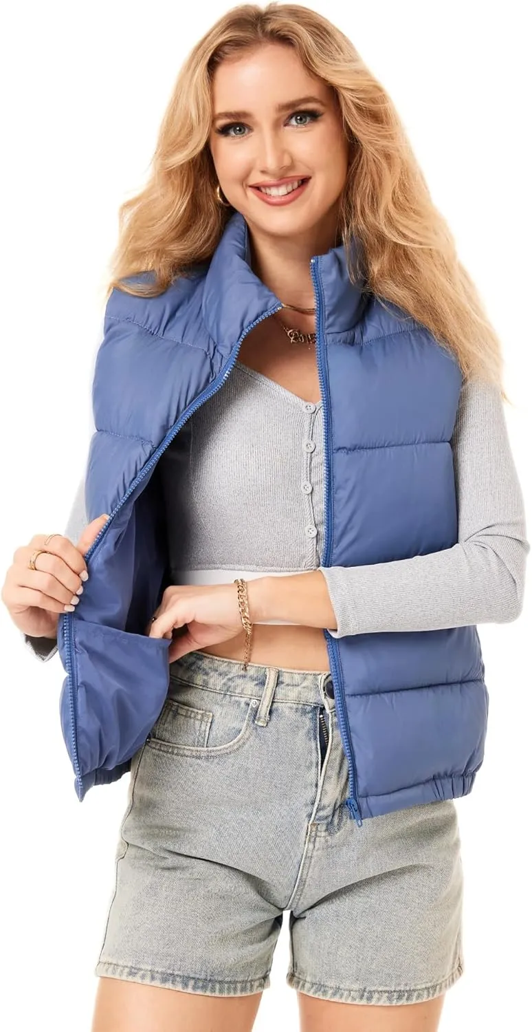 Women's Puffer Vest - Lightweight, Water Repellent, 4 Pockets, for Fall & Winter