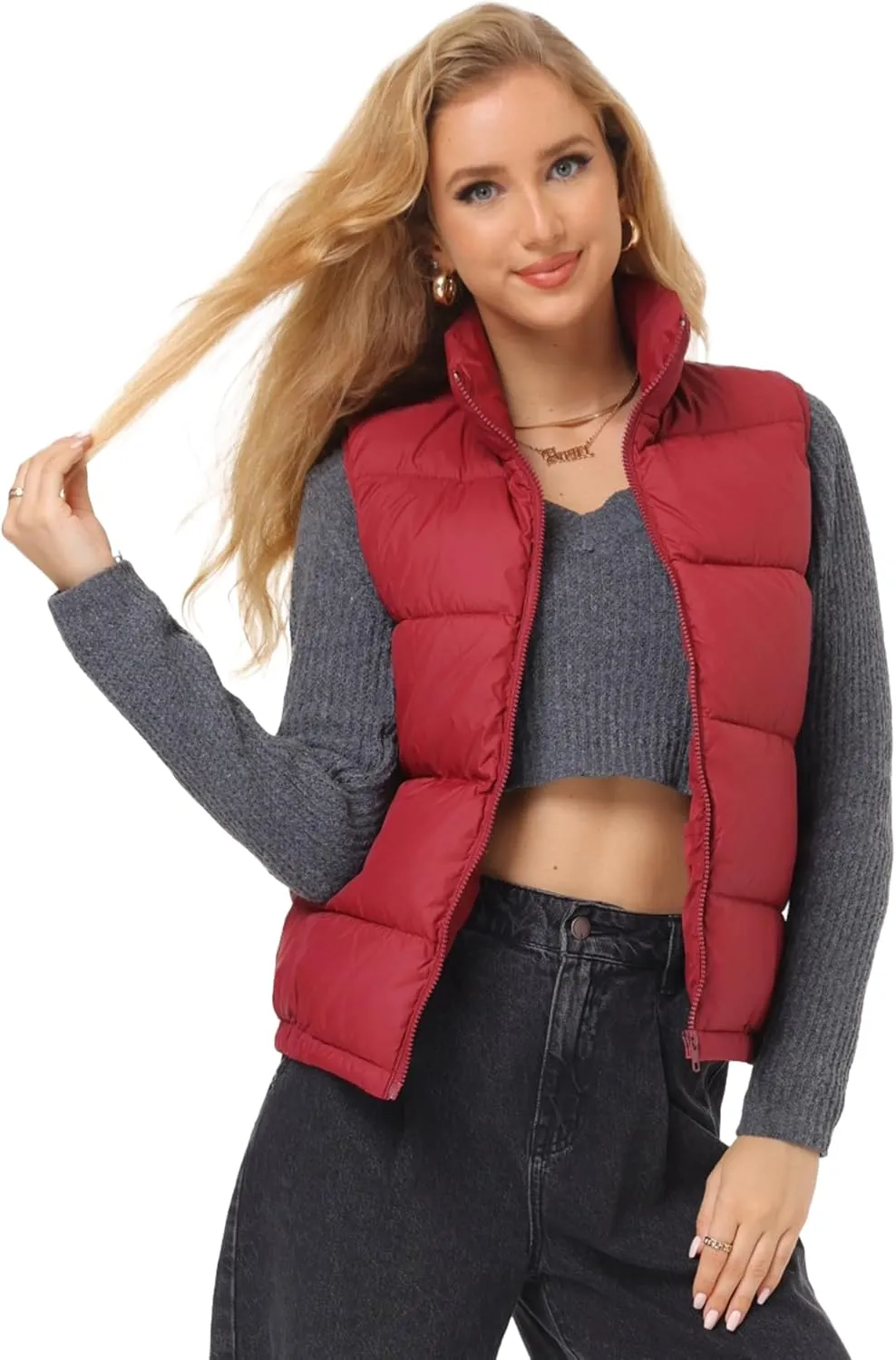 Women's Puffer Vest - Lightweight, Water Repellent, 4 Pockets, for Fall & Winter