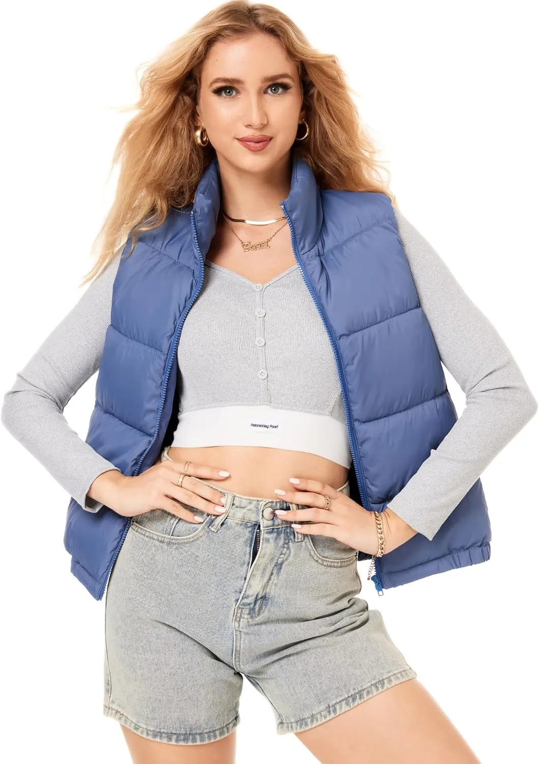 Women's Puffer Vest - Lightweight, Water Repellent, 4 Pockets, for Fall & Winter