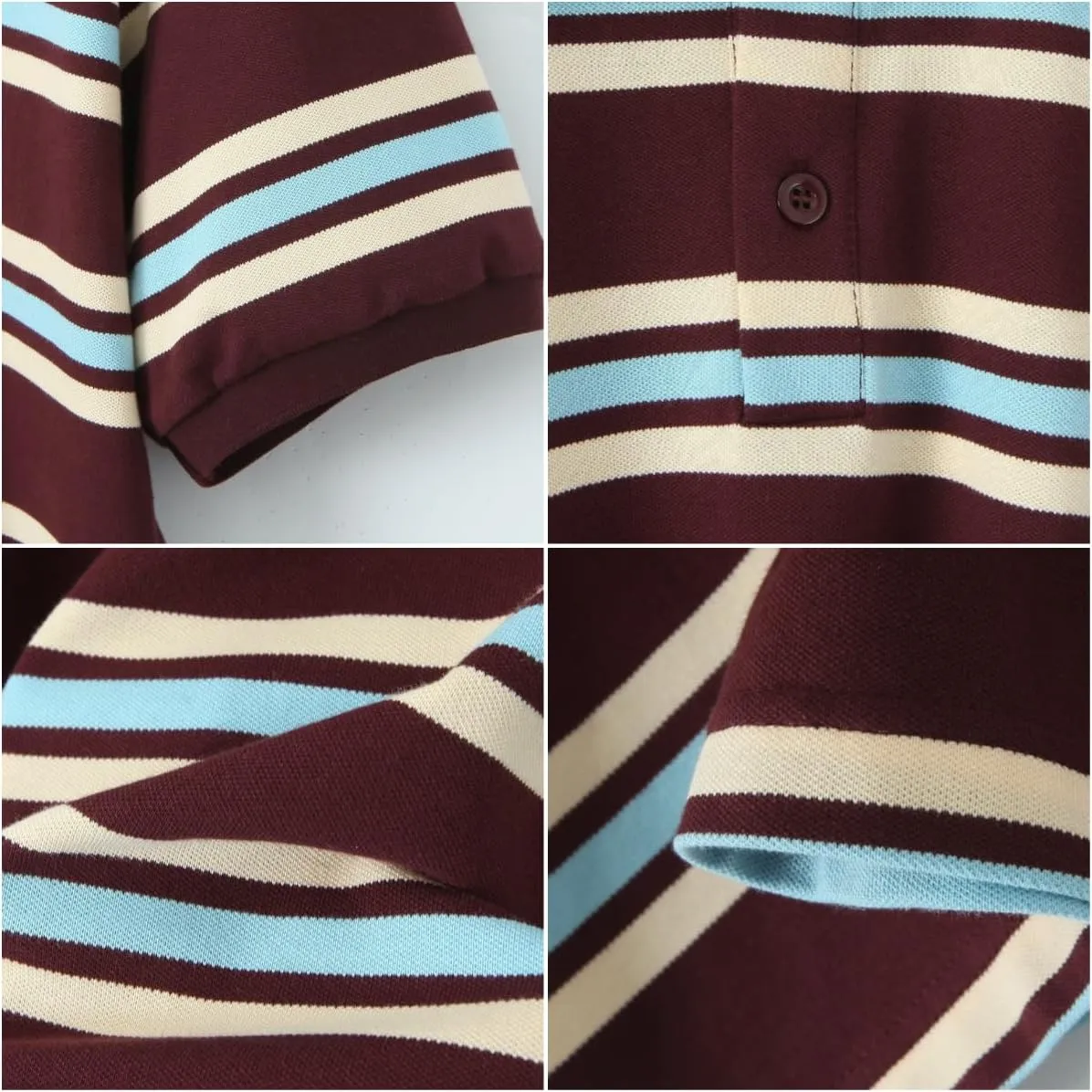 Women's Y2K Striped Rugby Shirt Collared Neck Button Up Polo Short Sleeve Vintage Tee Preppy Grunge Streetwear Top