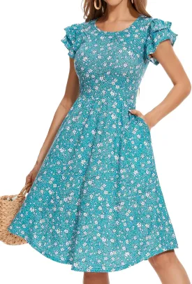 YATHON Casual Summer Dresses for Women with Pockets Crewneck Sundress